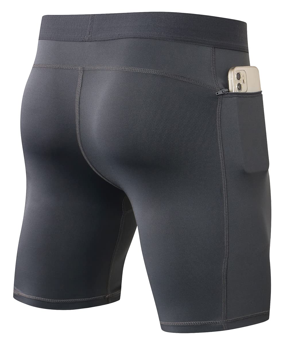 Men's Compression Shorts with Pockets - Breathable Running & Workout Athletic Underwear for Gym, Cycling & Sports Activities