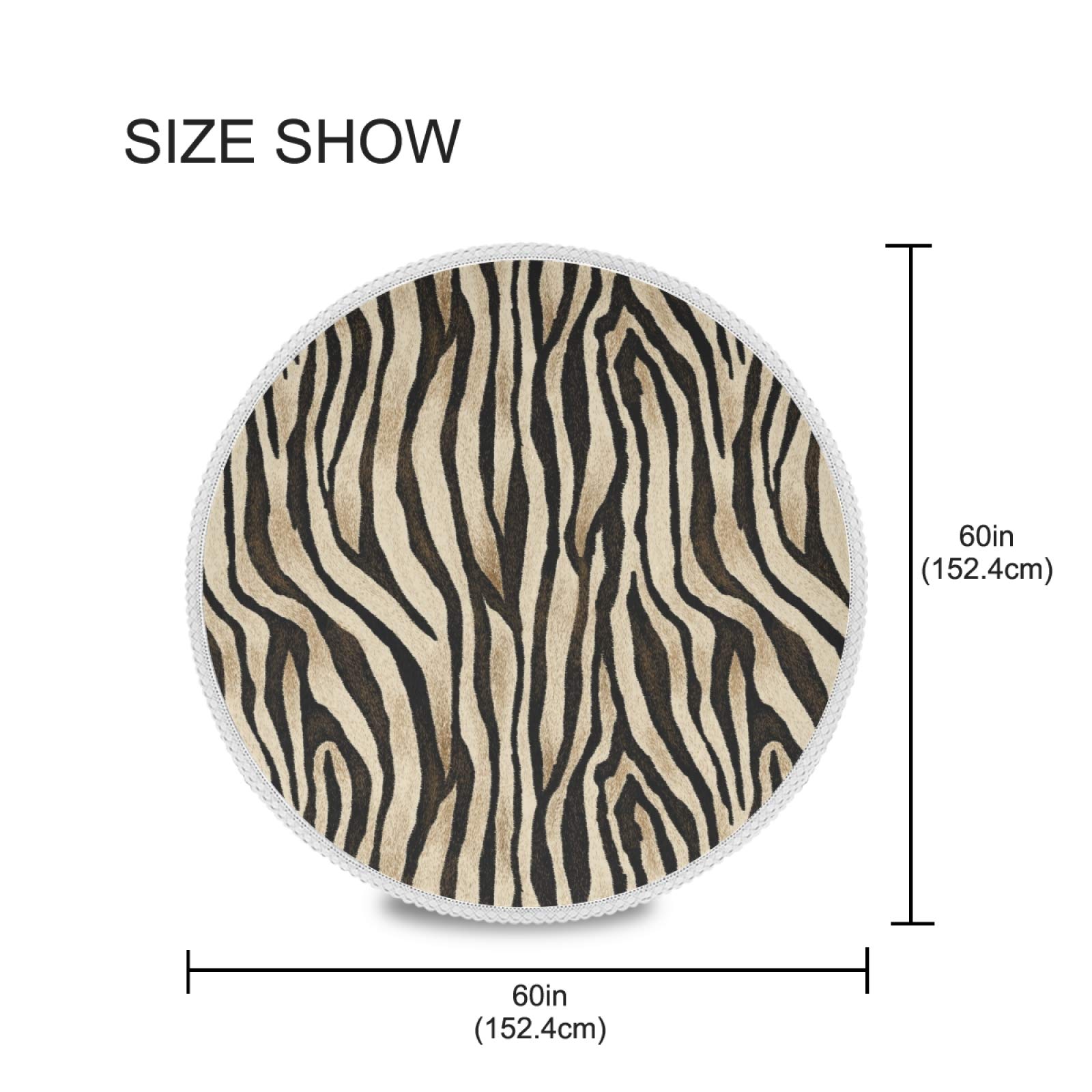 Vintage Zebra Print 60 x 60 Inch Round Tablecloth - Elastic Anti-Wrinkle Table Cover for Dining, Kitchen & Parties | Perfect for Birthday Celebrations, Wedding Receptions & Holiday Gatherings