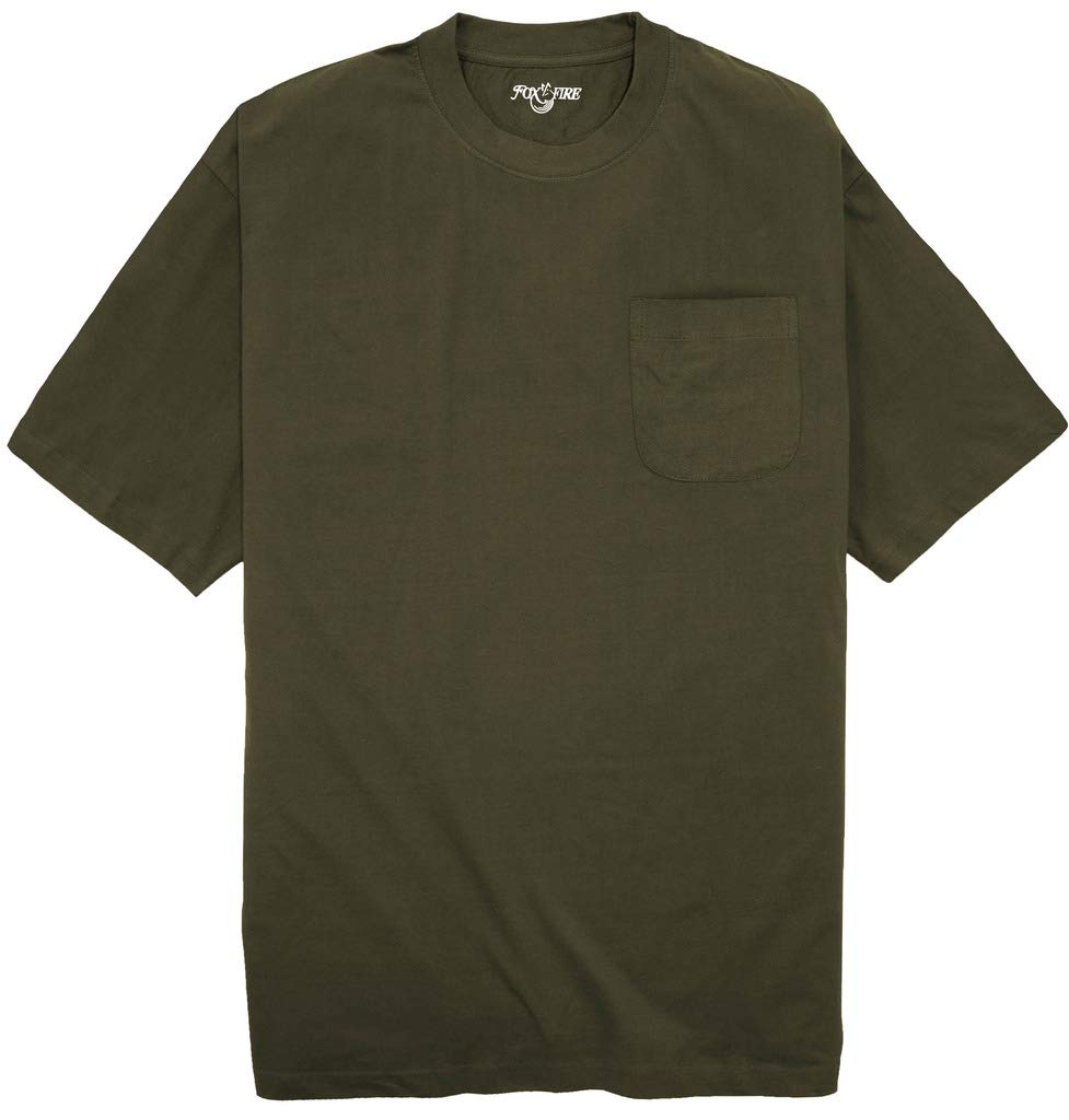 FOXFIRE Big & Tall Men's Pocket T-Shirt - Comfortable Cotton Crewneck Tee for Casual Wear & Workout - Plus Size & Relaxed Fit for Everyday Use