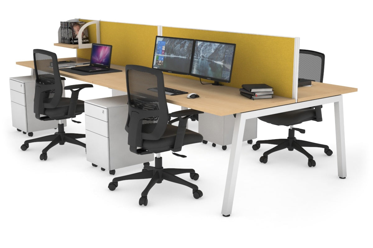 Quadro 4-Person Office Workstation Desk - 1400L x 700W Dimensions - Perfect for Team Collaboration, Open Office Spaces & Coworking Environments