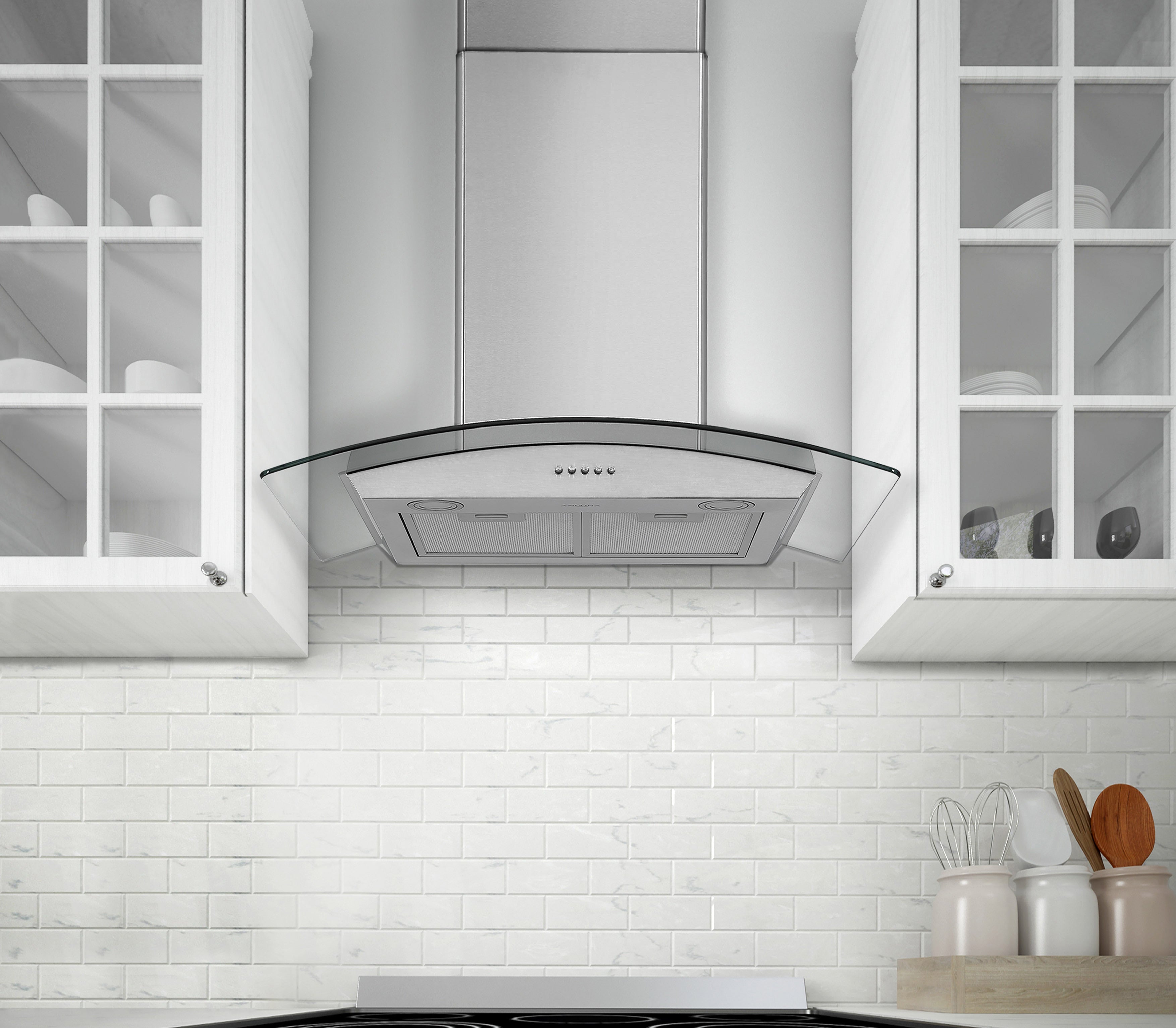30 Inch Stainless Steel Convertible Wall Mount Range Hood - Under Cabinet or Ceiling Mount for Modern Kitchen Ventilation