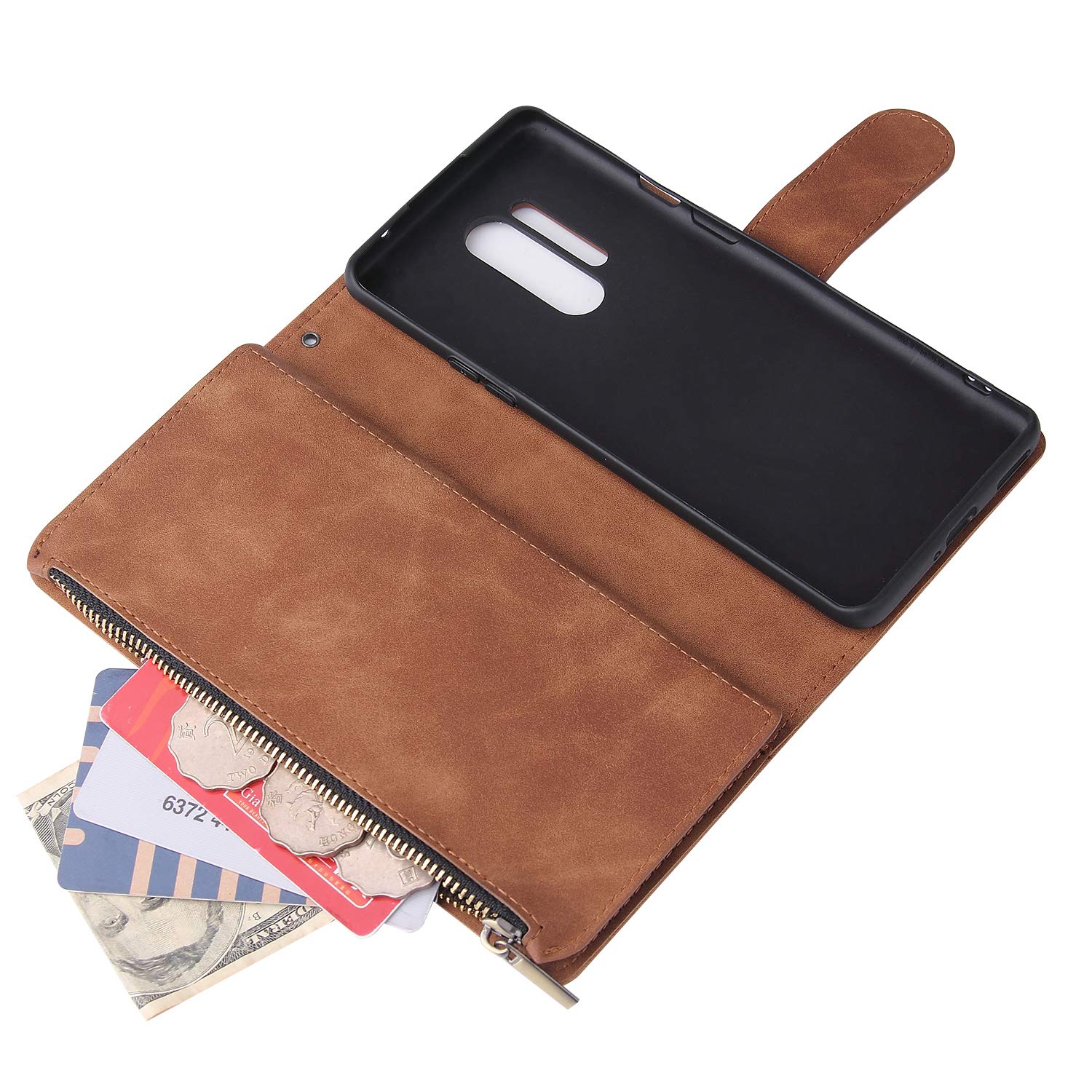 Premium OnePlus 8 Pro 5G Wallet Case with Tempered Glass Screen Protector - Leather Flip Cover with Card Holder & Stand - Compatible with OnePlus 8 Pro/1+ 8 Pro - Perfect for Work, Travel & Daily Use (Brown)