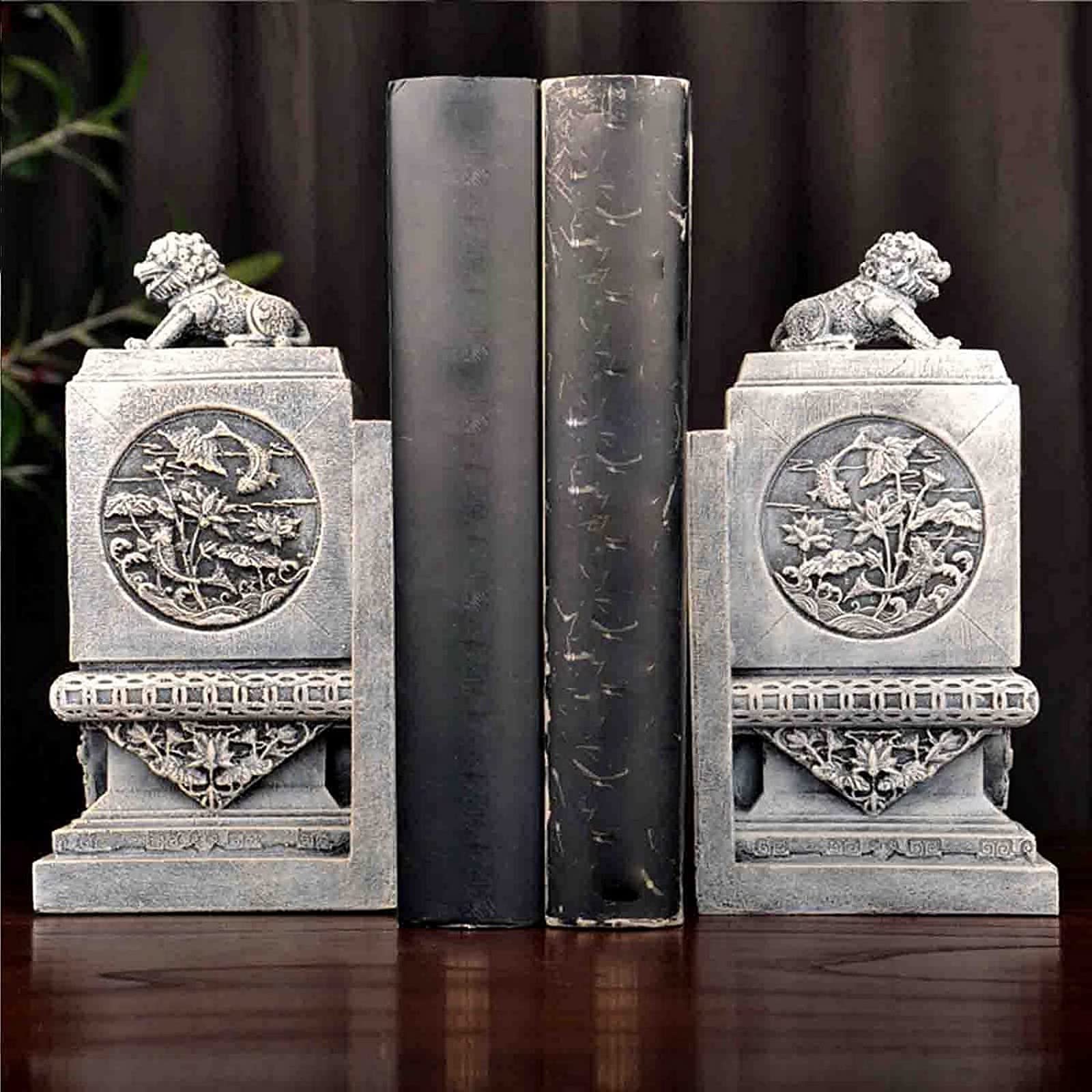 Geometric Resin Bookends - Abstract Creative Book Holders for Shelves, Office & Home Decor (1 Pair) - Perfect for Organizing Books, Displaying Collectibles & Enhancing Workspace Aesthetics