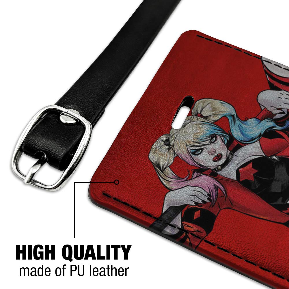Harley Quinn Inspired Rectangle Leather Luggage Tag - Durable Carry-On ID Tag for Suitcases & Travel Bags | Perfect for Cosplay, Comic Con & Harley Quinn Fans