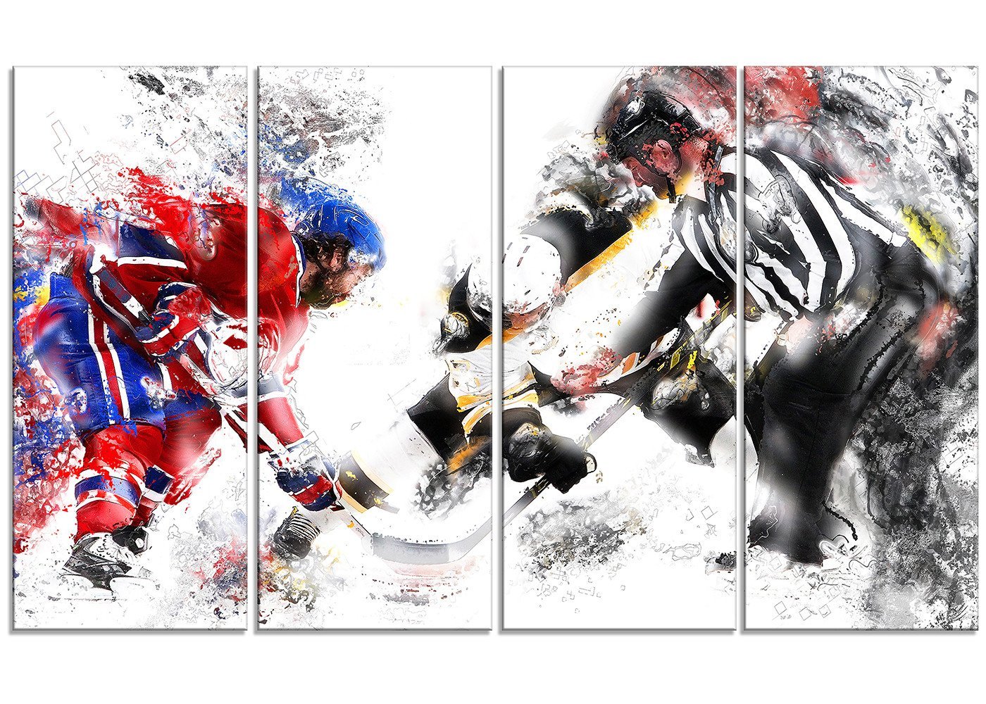 Designart PT2524-271 Hockey Face Off Large Sports Wall Art - 28x48 Inch Framed Canvas Print for Man Cave, Game Room & Sports Bar Decor - Modern Hockey Player Painting for Hockey Fans & NHL Enthusiasts
