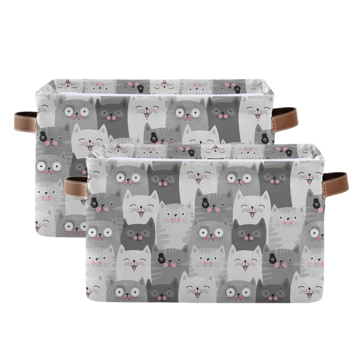 Funny Cat Fabric Storage Basket - Foldable Laundry Bin & Organizer for Baby Clothes, Dog Toys, Books (16×12×8 Inches) | Perfect for Nursery, Pet Room & Closet Organization
