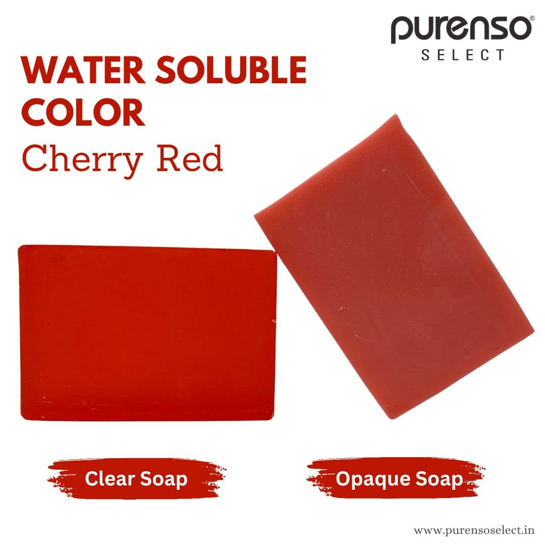 Purenso Select - Cherry Red - 100g Water Soluble Food Grade Color Dye for DIY Soap, Shampoo, Cream & Lotion Making | Perfect for Homemade Cosmetics, Bath Bombs & Candle Coloring