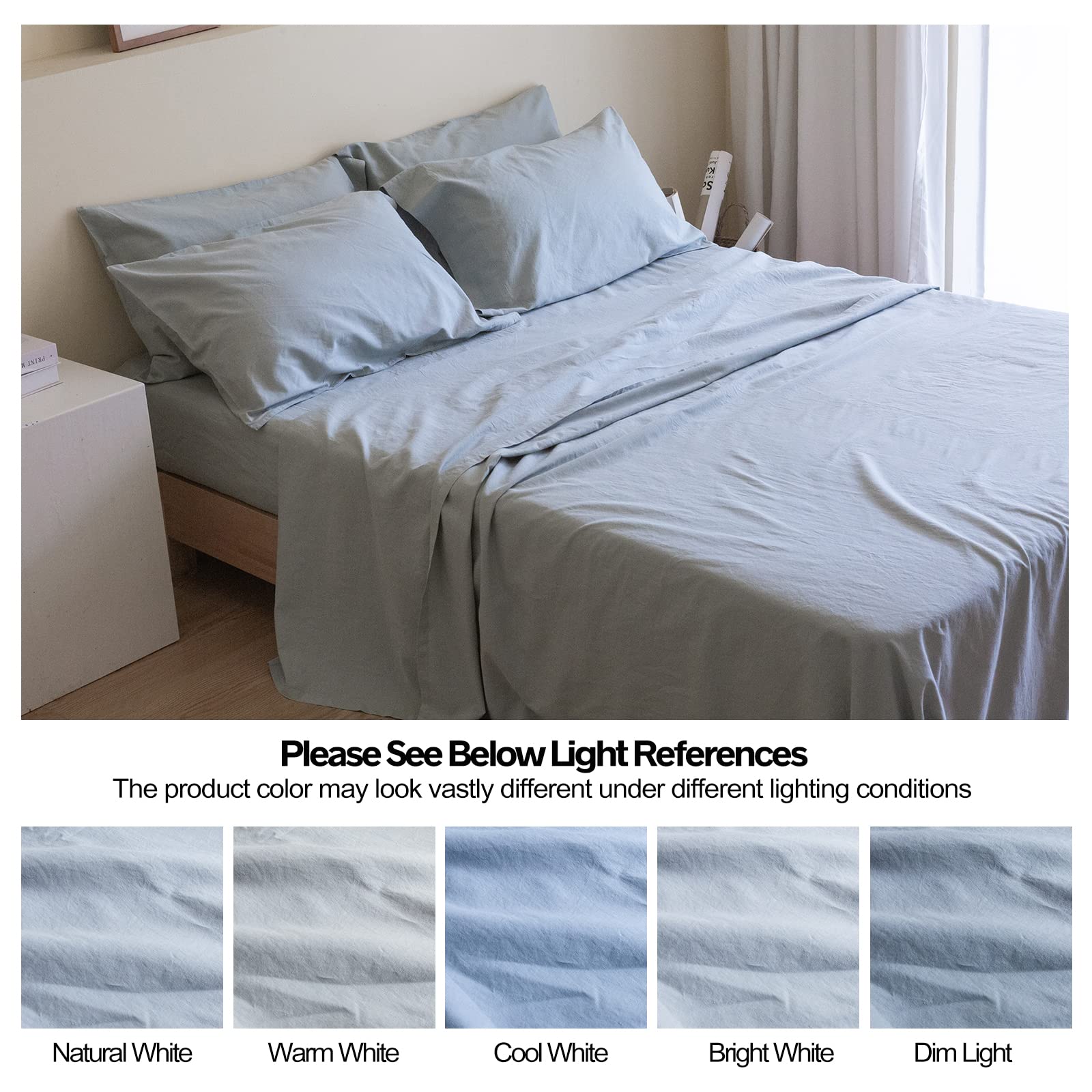 Premium Belgian Linen Sheet Set - 6 Piece (King Size) with 16