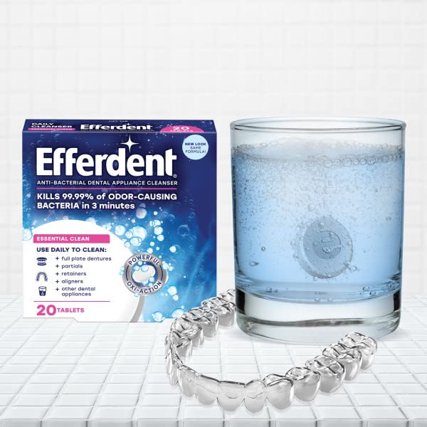 Efferdent Denture Cleanser Tablets - Complete Clean for Retainers, Dentures & Dental Appliances, 44 Count (Pack of 6) | Freshens & Removes Stains for Daily Oral Care