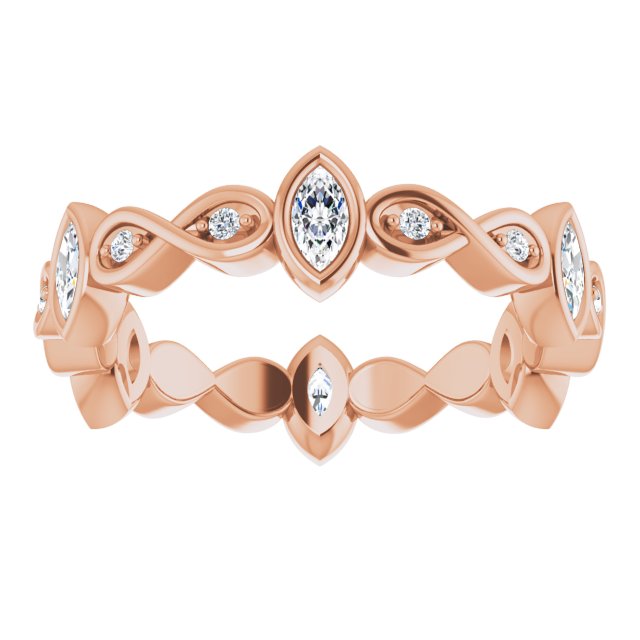 0.70 Carat Bezel Set Marquise & Round Diamond Infinity Eternity Wedding Band - Perfect for Anniversaries, Engagements & Special Occasions