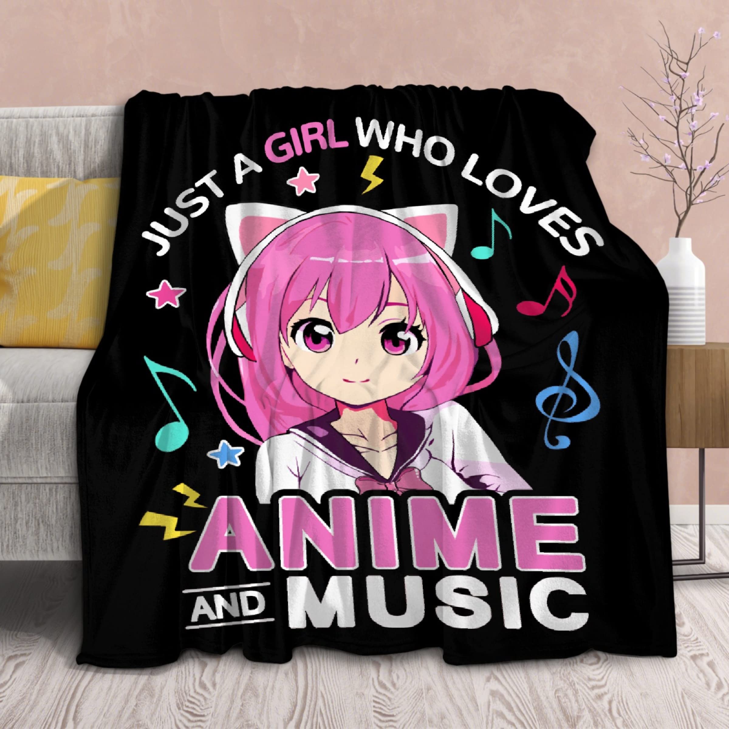 Soft Anime Blanket with Axolotl Design - Japanese Manga Inspired Fleece Throw for Girls & Women - Lightweight Flannel Blanket 120x90 Inches - Perfect for Bed, Sofa, and Family Movie Nights
