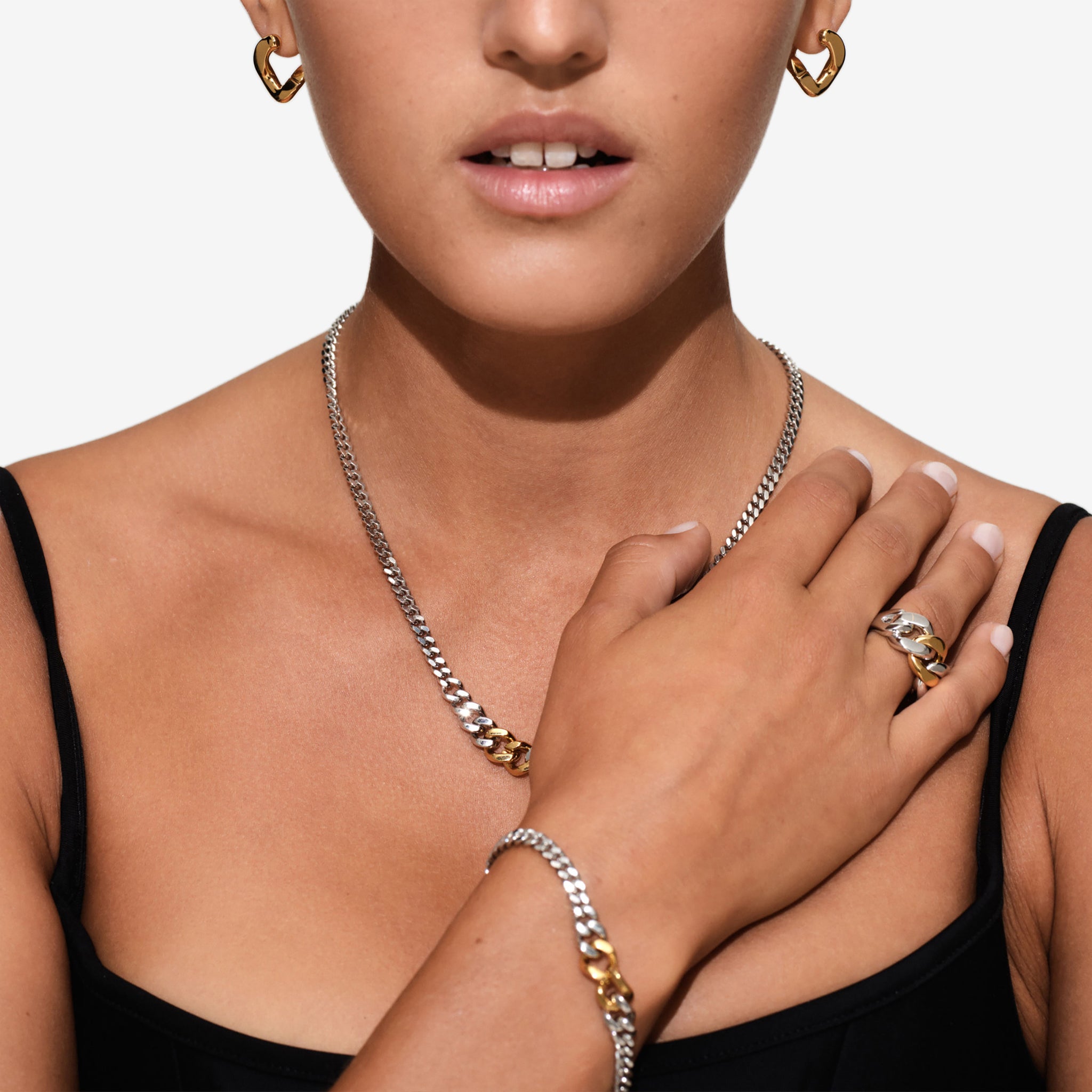 Dean Chain Duo Silver & Gold Necklace - Elegant Layered Chain for Women, Perfect for Daily Wear, Parties, and Special Occasions