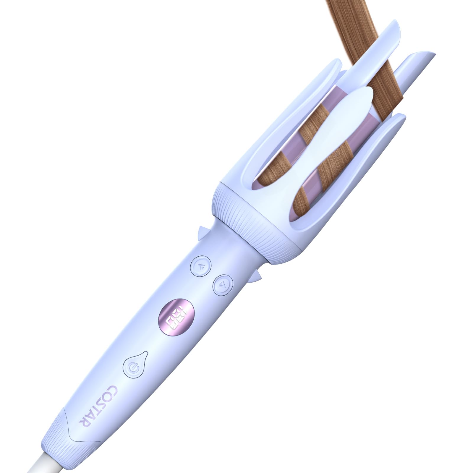 COSTAR Auto Hair Curler - 10 Temperature Settings, 15S Fast Heating, Anti-Scald & Anti-Tangle Rotating Curling Wand with Auto Shut-Off for Perfect Curls - Purple | Salon-Quality Styling at Home for Parties, Weddings & Daily Looks
