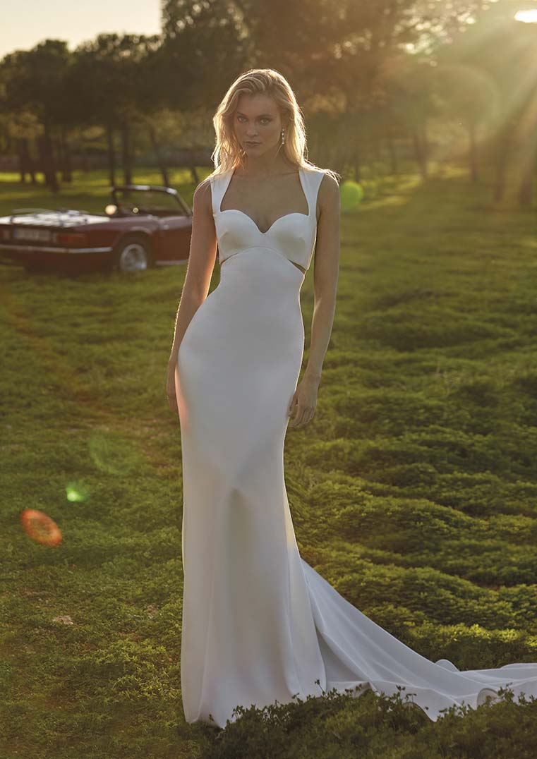 Pronovias Aman Elegant Lace Wedding Dress - Perfect for Bridal Ceremonies, Vows, and Formal Occasions