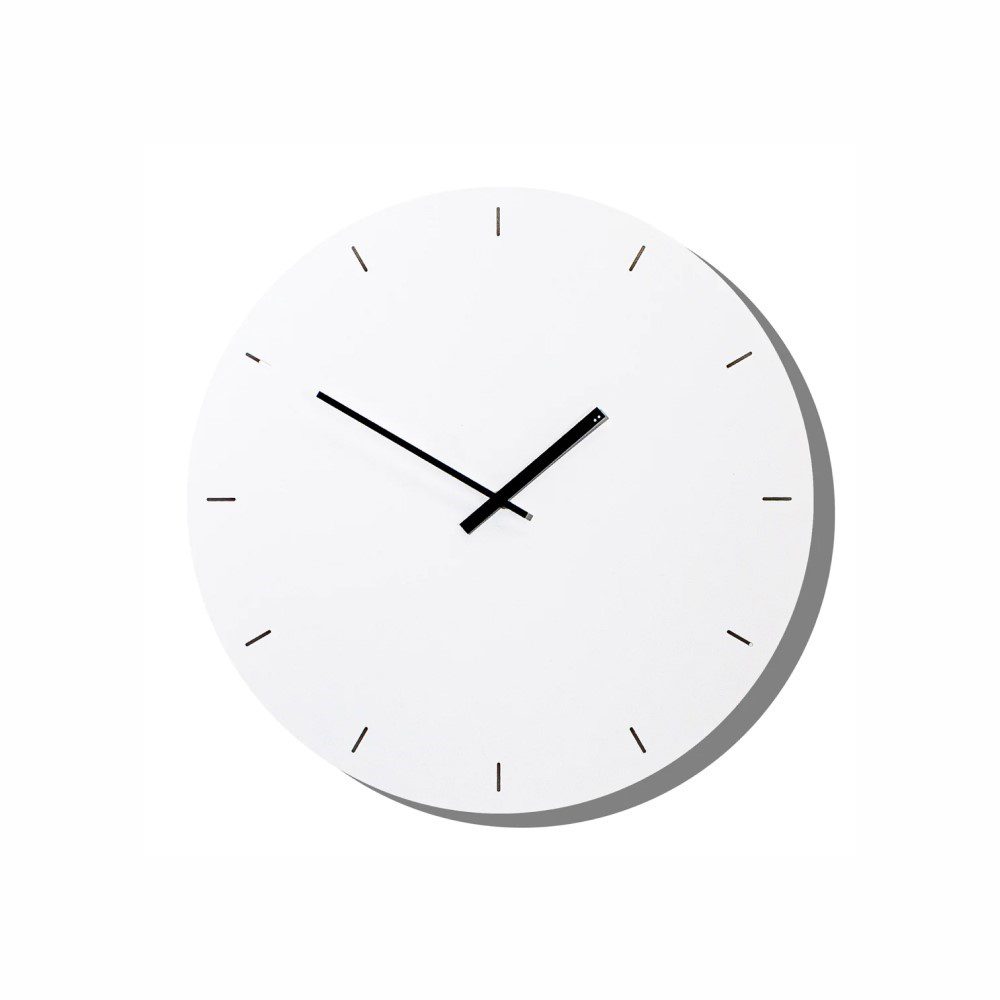 TOO DESIGNS Minimalist White Wall Clock 49cm - Modern Scandinavian Home Decor for Living Room, Bedroom & Office