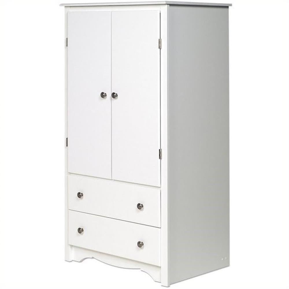 Home Square 3-Piece White Bedroom Set - Wardrobe Armoire & 2 Nightstands | Modern Bedroom Furniture for Small Spaces & Master Suites