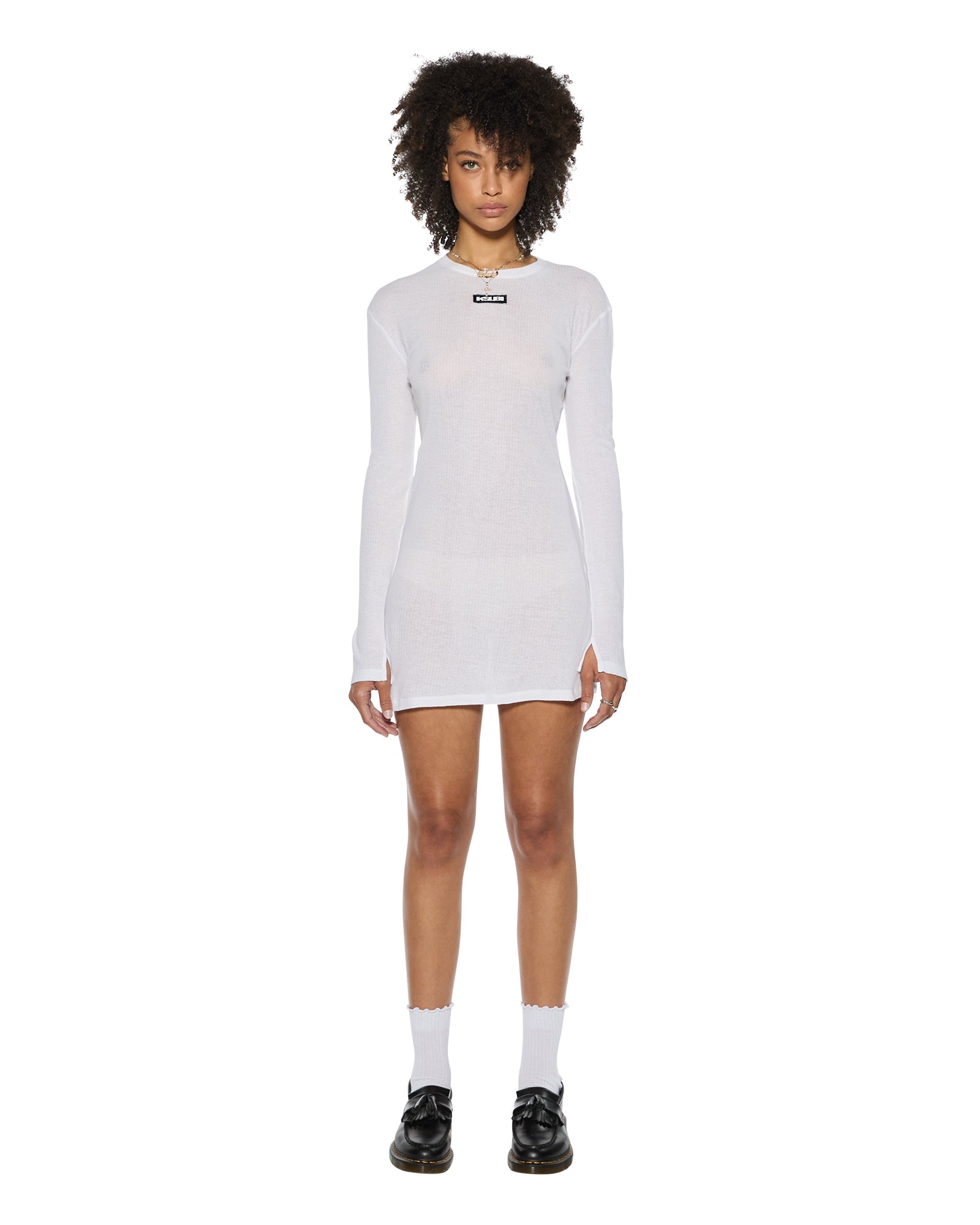 Crawford LS Mini Dress White - Women's Elegant Short Sleeve Casual Dress for Summer, Date Night & Party Wear