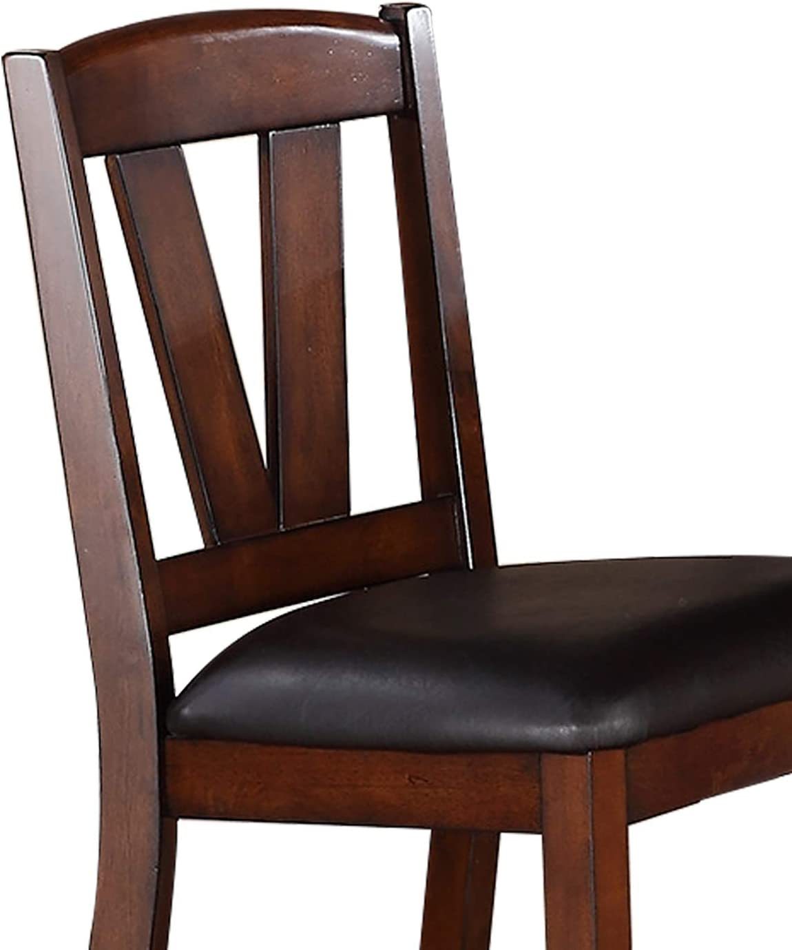Dark Walnut Wood Framed Counter Height Dining Chairs Set of 2 - Cushioned Breakfast Nook & Kitchen Island Stools for Modern Farmhouse Decor