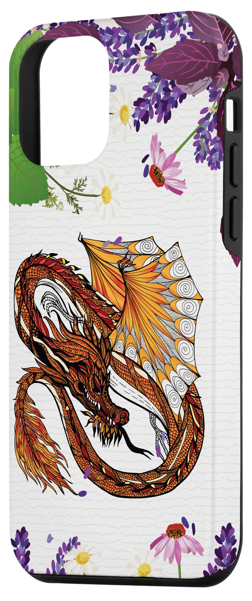 iPhone 12 Mini Case - Wildflower Floral & Dragon Tattoo Design, Slim Protective Cover for iPhone 12 Mini - Perfect for Daily Use, Travel & Gift Giving