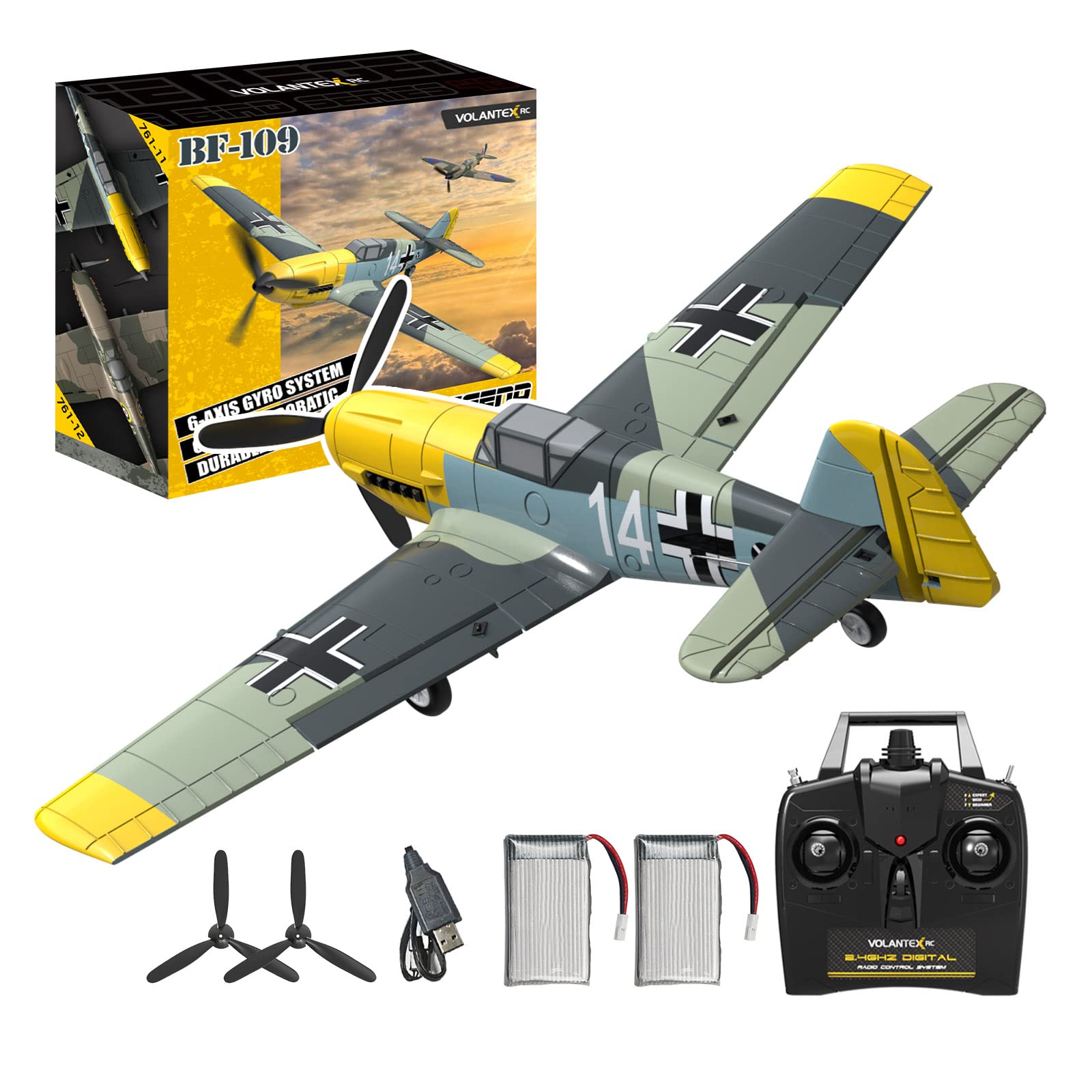 2.4G 4 Channel RC Airplane - Remote Control Fighter Glider Drone, Foam Aircraft Toy for Boys & Kids | Perfect Outdoor Hobby Gift (BF109 Model) | Great for Backyard Flying, Birthday Presents & STEM Learning
