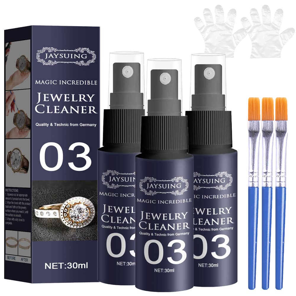 WOLFGROD Jewelry Cleaner Spray – Diamond-Shine Solution for Rings, Necklaces & Bracelets | Multi-Functional Gemstone Cleaner (3PCS) | Perfect for Home Use & Travel
