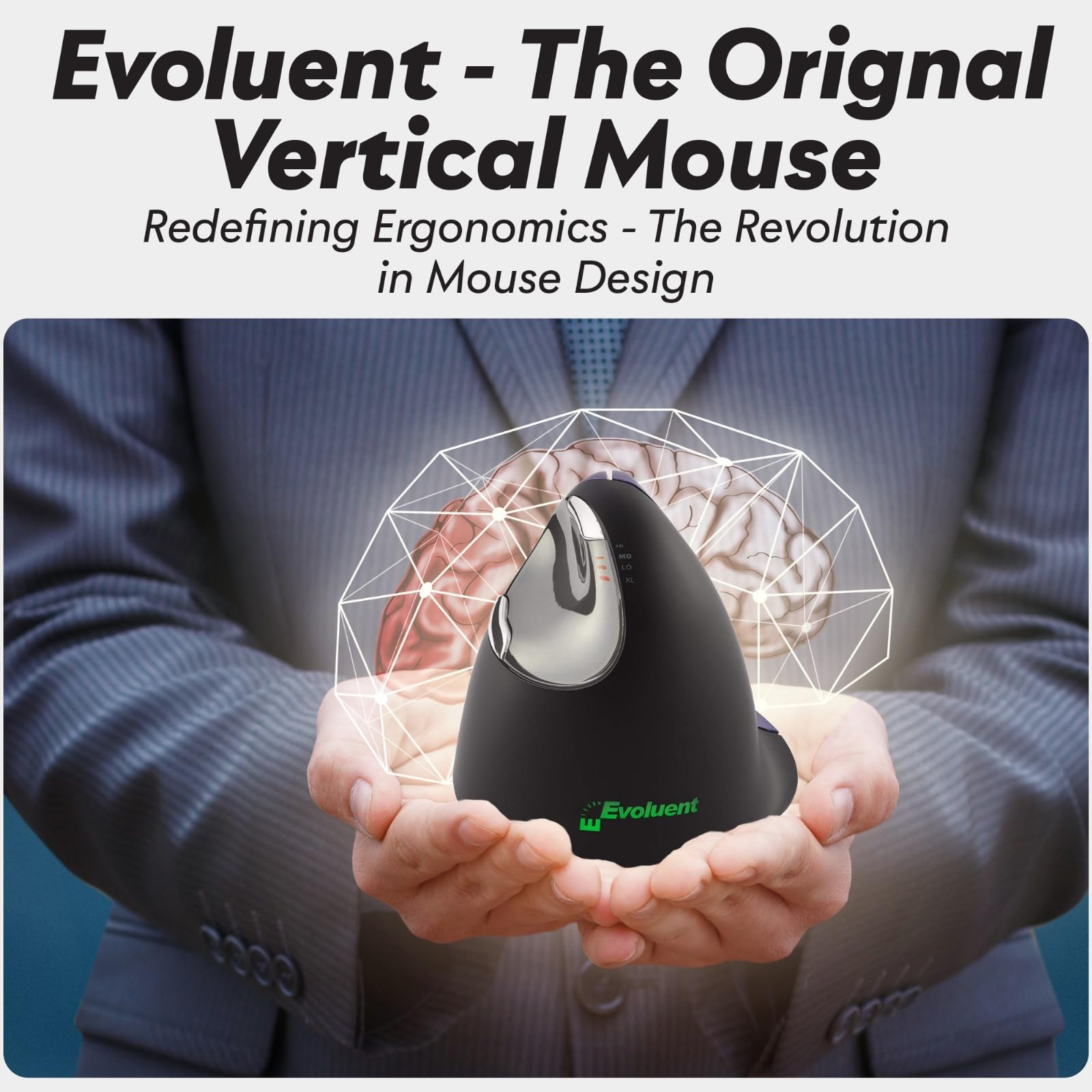 Evoluent VM4S Vertical Mouse for Right Hand – Ergonomic USB Wired Mouse to Reduce Carpal Tunnel, Adjustable DPI & Programmable Buttons | Comfortable Vertical Design for Office Work, Gaming & Long Computer Use