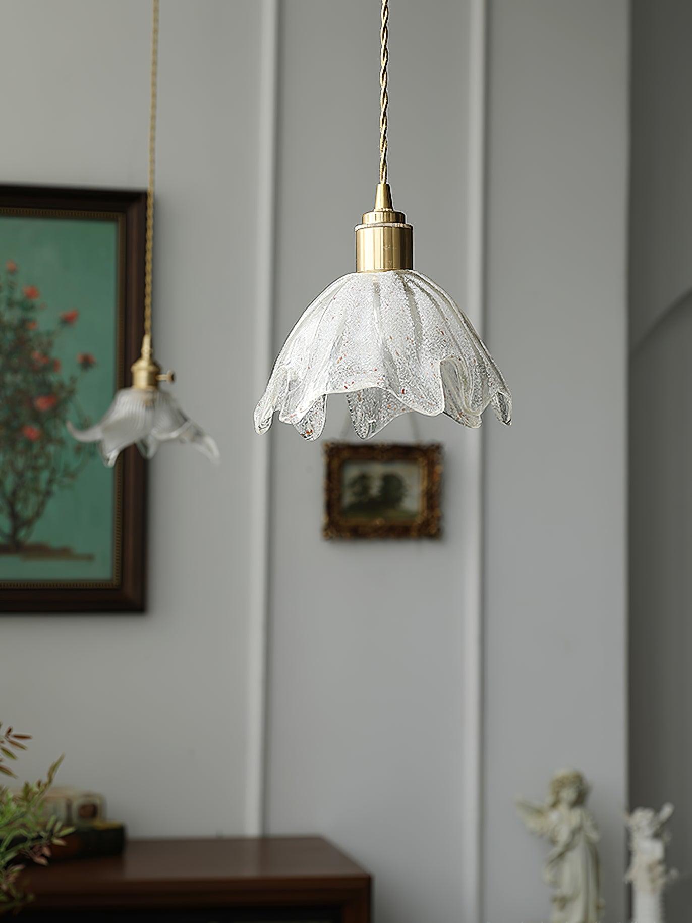 Lotus Crystal Small Pendant Light - Elegant Ceiling Hanging Fixture for Bedroom, Dining Room & Kitchen Decor | Modern Home Lighting Solution