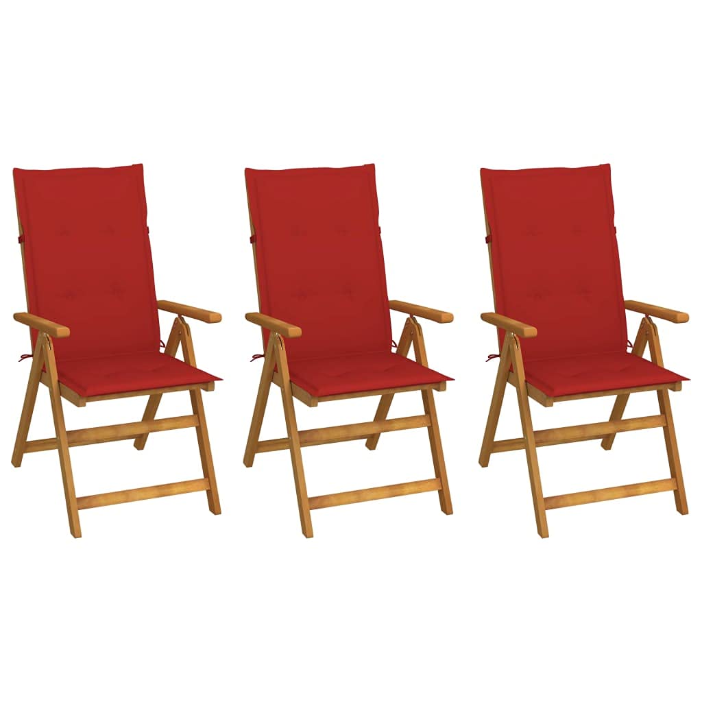 3-Piece Unfade Memory Folding Garden Chairs Set with Cushions - Solid Acacia Wood Outdoor Patio Chairs for Porch, Deck, Lawn - Perfect for Backyard Relaxation & Outdoor Entertaining