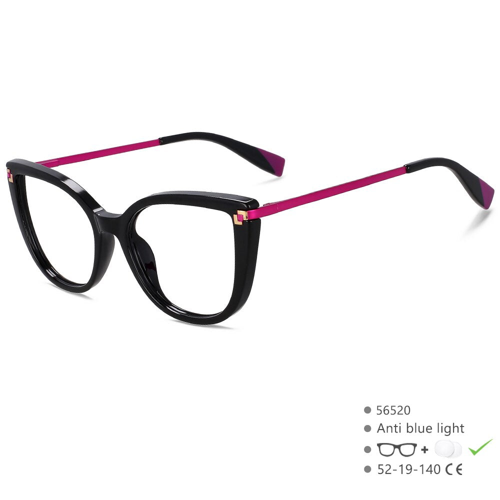 CCspace Women's Full Rim Square Cat Eye Eyeglasses - Lightweight Alloy Frame (Model 56520) for Work, Reading & Fashion Accessories