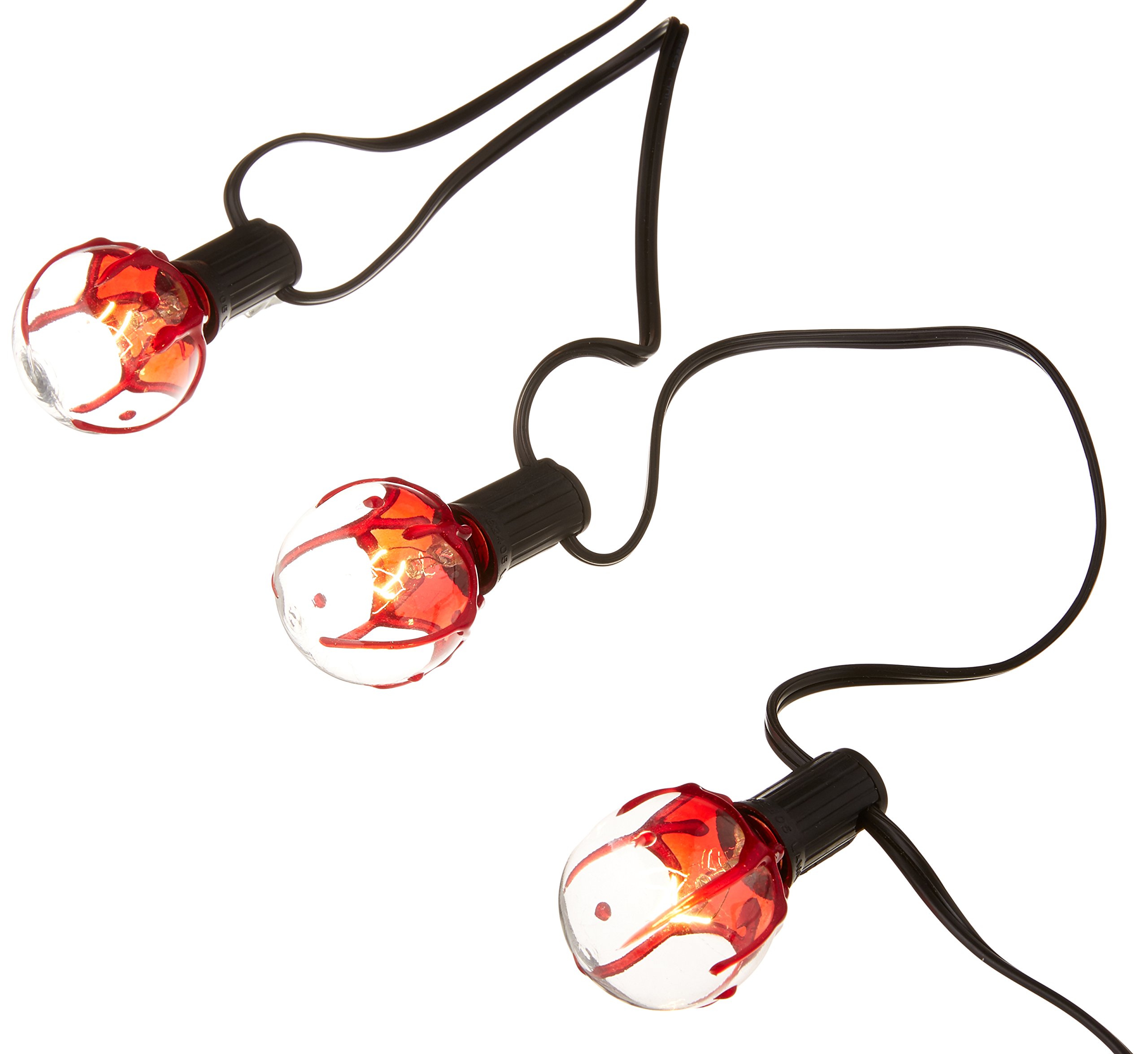 Amscan Halloween Bloody Globe String Lights - 11 Feet Red & White LED Decorations for Spooky Party, Haunted House, Outdoor & Indoor Halloween Decor