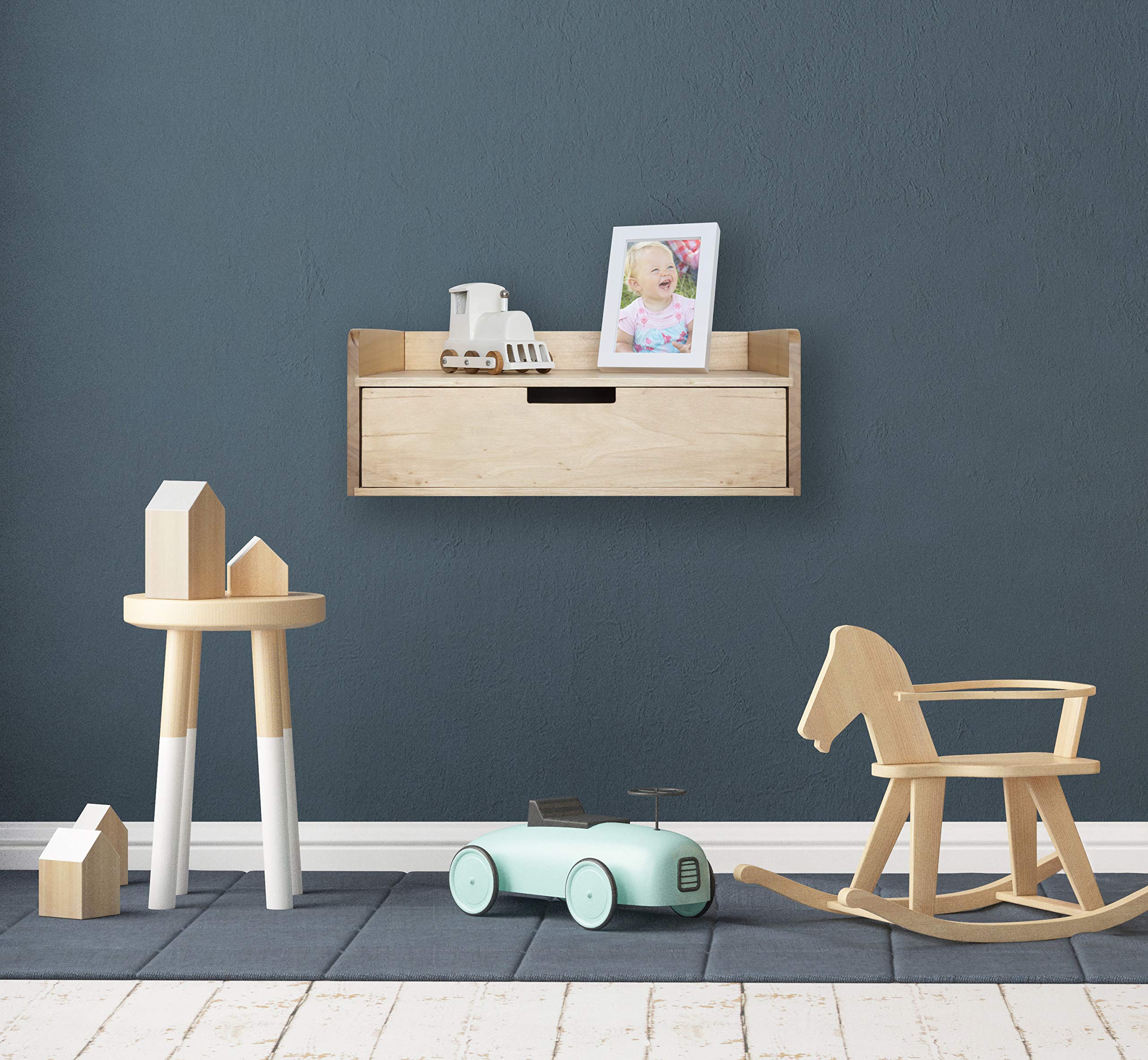 Kate and Laurel Kitt Modern Floating Wall Shelf - 18 x 6.5 x 12 Inches, Natural Wood Wall Mounted Shelf for Home Storage & Display - Perfect for Living Room, Bedroom, Bathroom or Office Decor