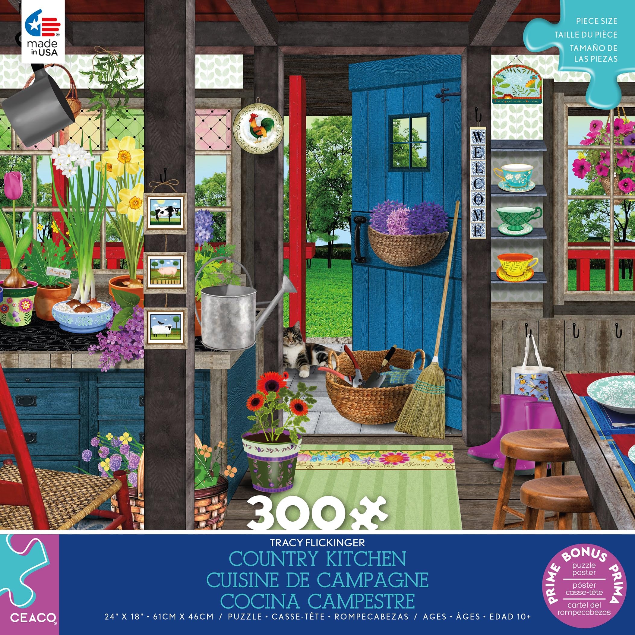 Ceaco Tracy Flickinger Country Kitchen 300-Piece Jigsaw Puzzle - Charming Farmhouse Scene for Family Game Night & Relaxation