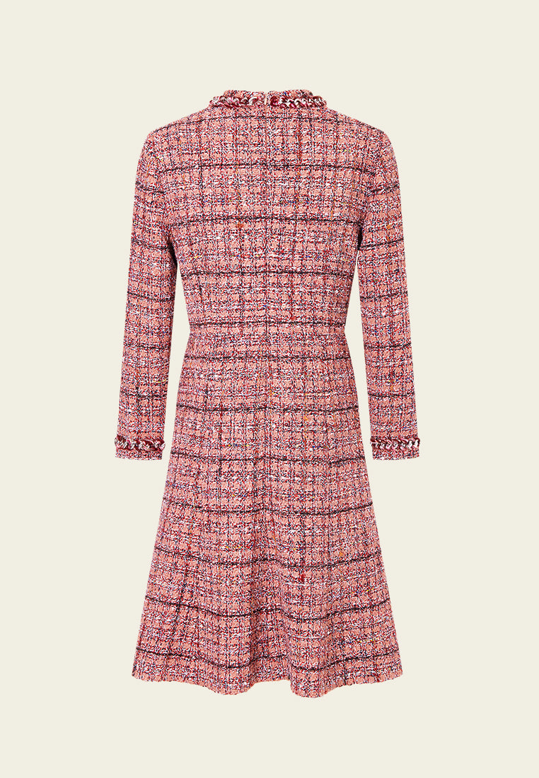 Stylish Checked Braid Trim Patch Pocket A-Line Dress for Women | Casual & Office Wear | Perfect for Parties, Work, and Everyday Outfits