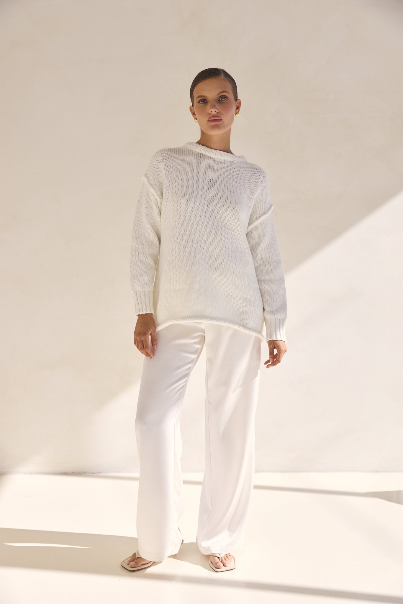 Willow Knit Jumper Women's Sweater - Soft Cream Pullover for Fall & Winter | Cozy Casual Wear for Office, Dating & Weekend Outfits