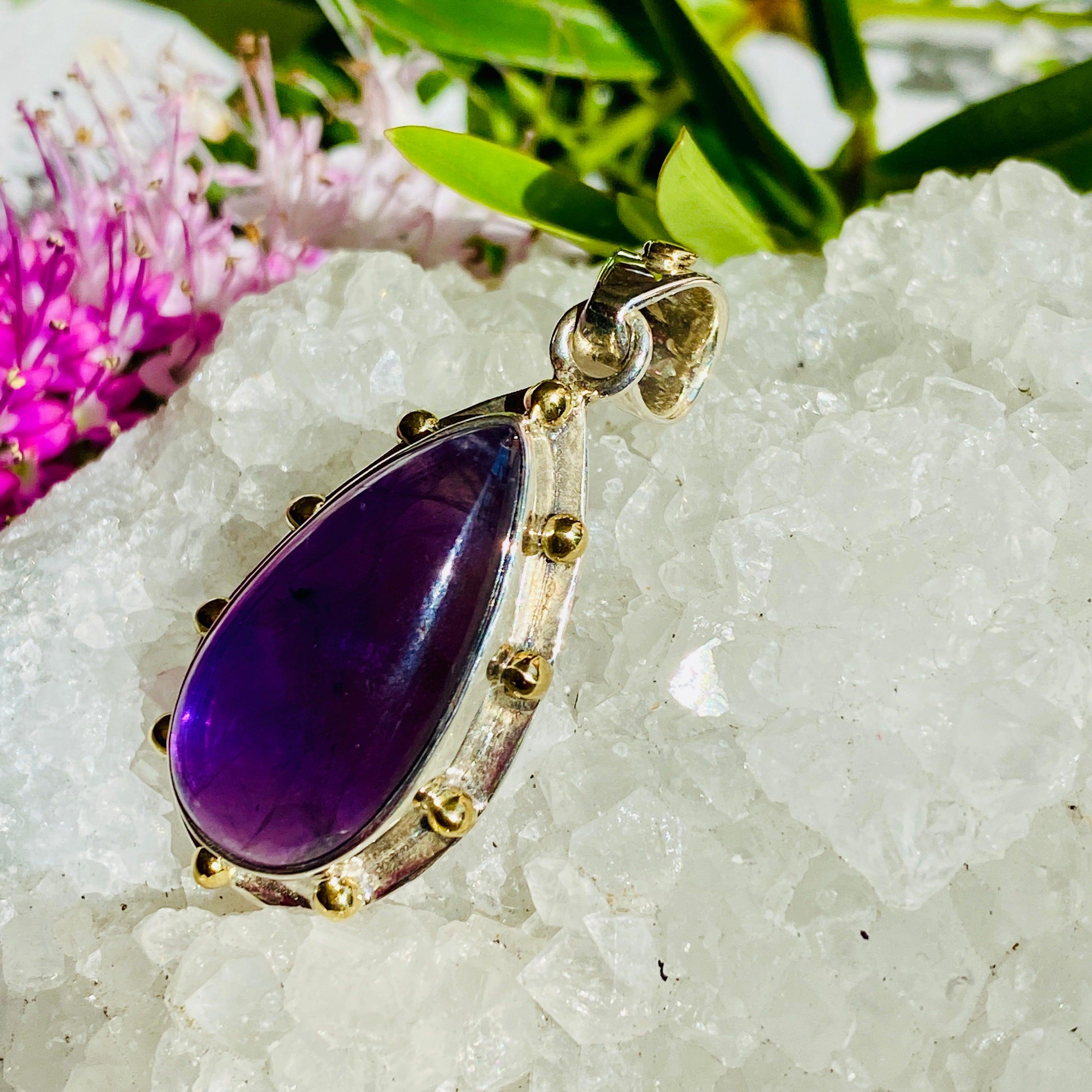 Amethyst Teardrop Pendant Necklace - Elegant Purple Gemstone Jewelry for Women - Perfect for Gifts, Parties & Everyday Wear