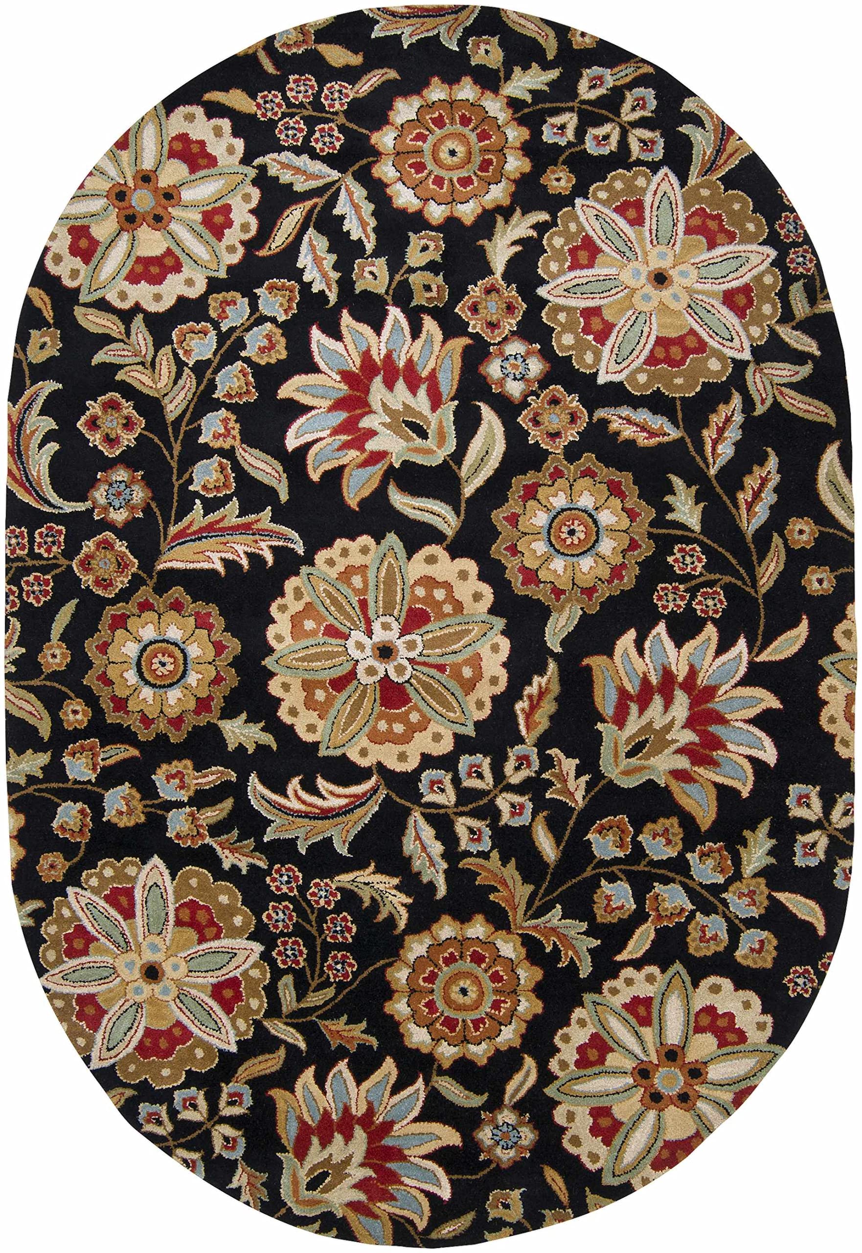 Premium Hauteloom Heated Wool Area Rug - 6' Round Transitional Rug for Living Room & Bedroom - Black, Brown, Purple - Cozy Winter Home Decor for Cold Weather Comfort
