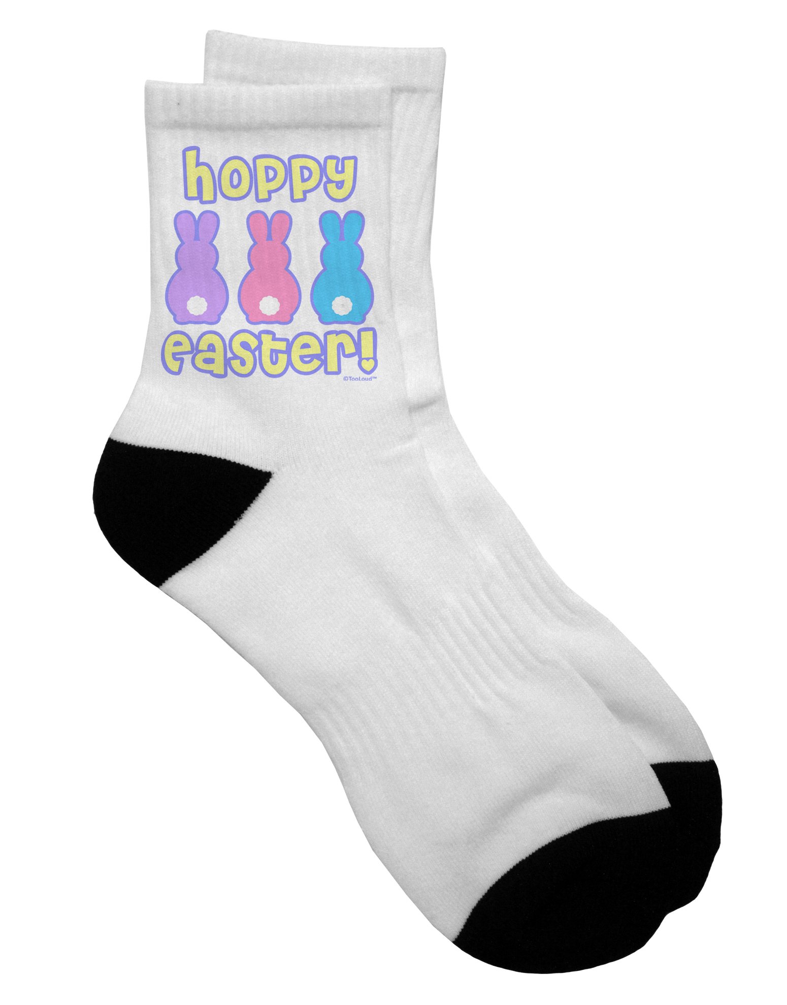 TooLoud Three Easter Bunnies - Hoppy Easter Adult Novelty Socks for Men & Women - Comfortable Cotton Crew Socks - Funny Easter Gift Idea - Perfect for Easter Celebrations, Egg Hunts & Spring Parties