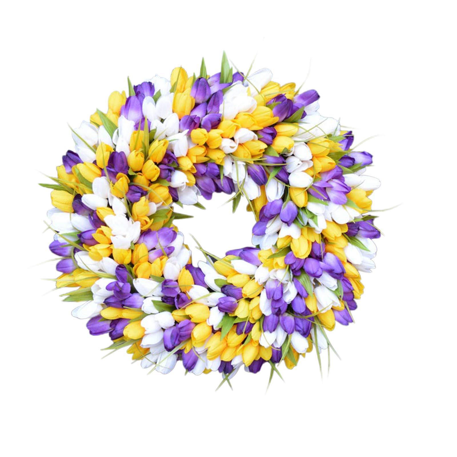 Tulip Wreath for Front Door - Spring Floral Wreath with Green Leaves for Mother's Day, Home Decor, Wedding & Party Decoration | Perfect for Seasonal Door Hanging, Housewarming Gifts & Front Porch Decor