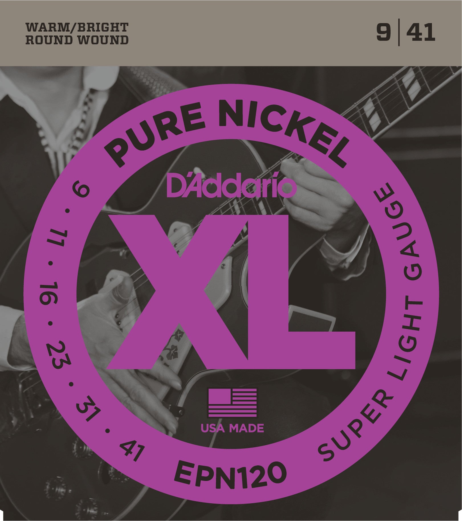 D'Addario EPN120 Pure Nickel Electric Guitar Strings - Super Light Gauge (9-41) for Smooth Playability & Warm Tone | Perfect for Rock, Blues & Jazz Performances