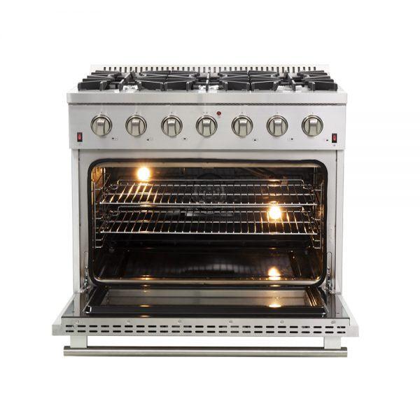 Forno Galiano Gold Professional 36-Inch 5.32 cu.ft Freestanding All Gas Range - Stainless Steel (Model FFSGS6244 36) | Perfect for Home Kitchens & Professional Chefs