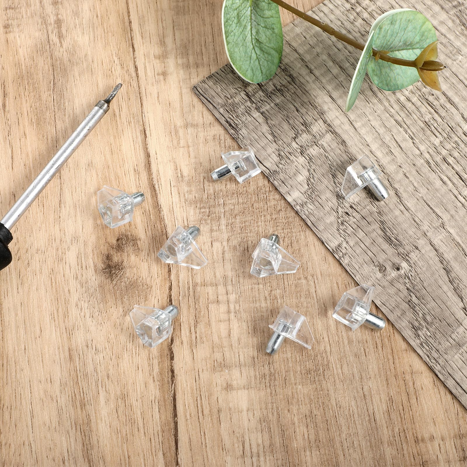 20pcs 3/16 Inch Clear Plastic Shelf Support Pegs - 5mm Shelf Pins for Wood Shelving, Kitchen Cabinets & Furniture - Heavy Duty Shelf Bracket Nails for DIY Home Organization & Storage Solutions