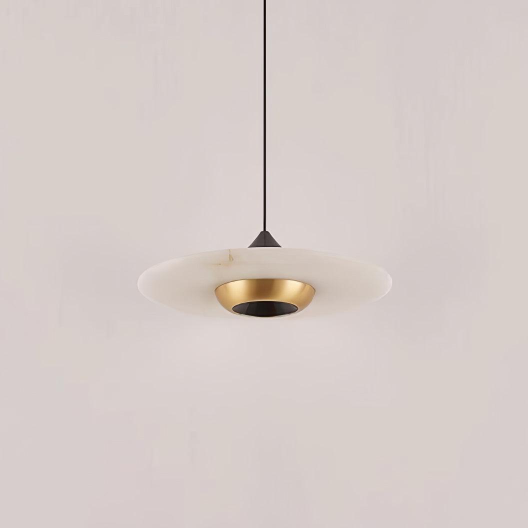Modern UFO Flying Saucer Marble Pendant Light - Elegant Hanging Chandelier for Living Room, Dining Room, and Bedroom Decor