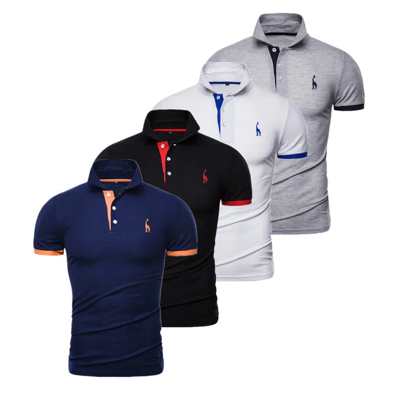 4 Pack Men's Slim Fit Embroidery Polo Shirts - Breathable Short Sleeve Casual & Business Shirts for Summer | Office Wear, Golf Outings & Social Events