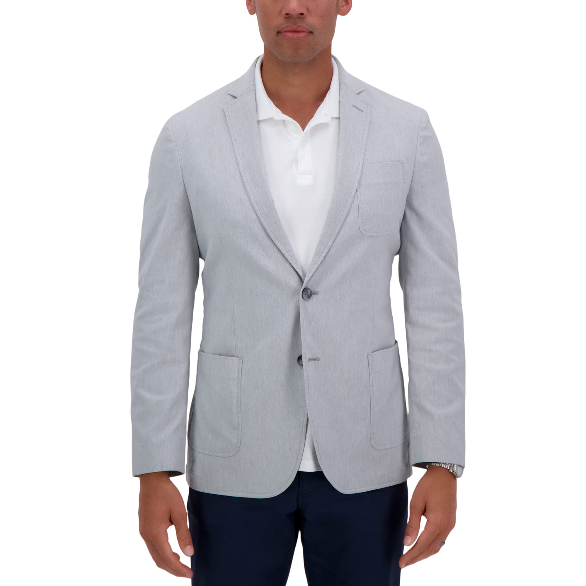 Haggar Men's Performance Blazer & Jacket - Smart Wash, Medium Heather Grey, Size 48-50R | Wrinkle-Resistant & Comfort Fit for Business, Office & Formal Occasions