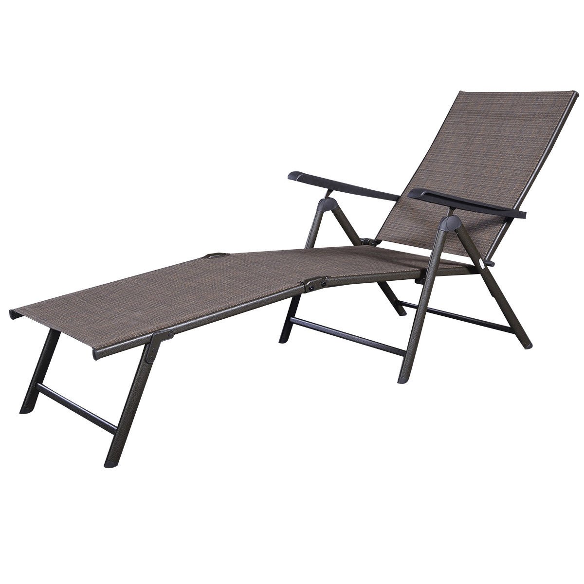 Giantex Adjustable 5-Position Folding Recliner Chaise Lounge Chair - Brown Outdoor Patio Furniture for Pool, Beach, Yard & Relaxation | Perfect for Sunbathing, Lounging & Backyard Comfort