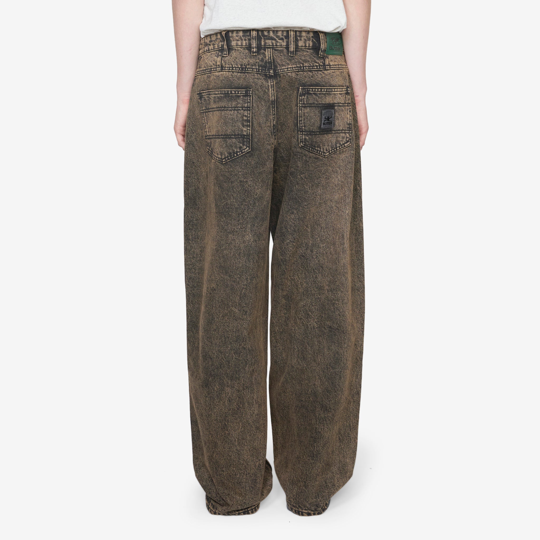 Acid Washed Brown Wide Cut Denim Jeans for Women - Vintage Style Distressed Jeans for Casual Wear & Street Fashion
