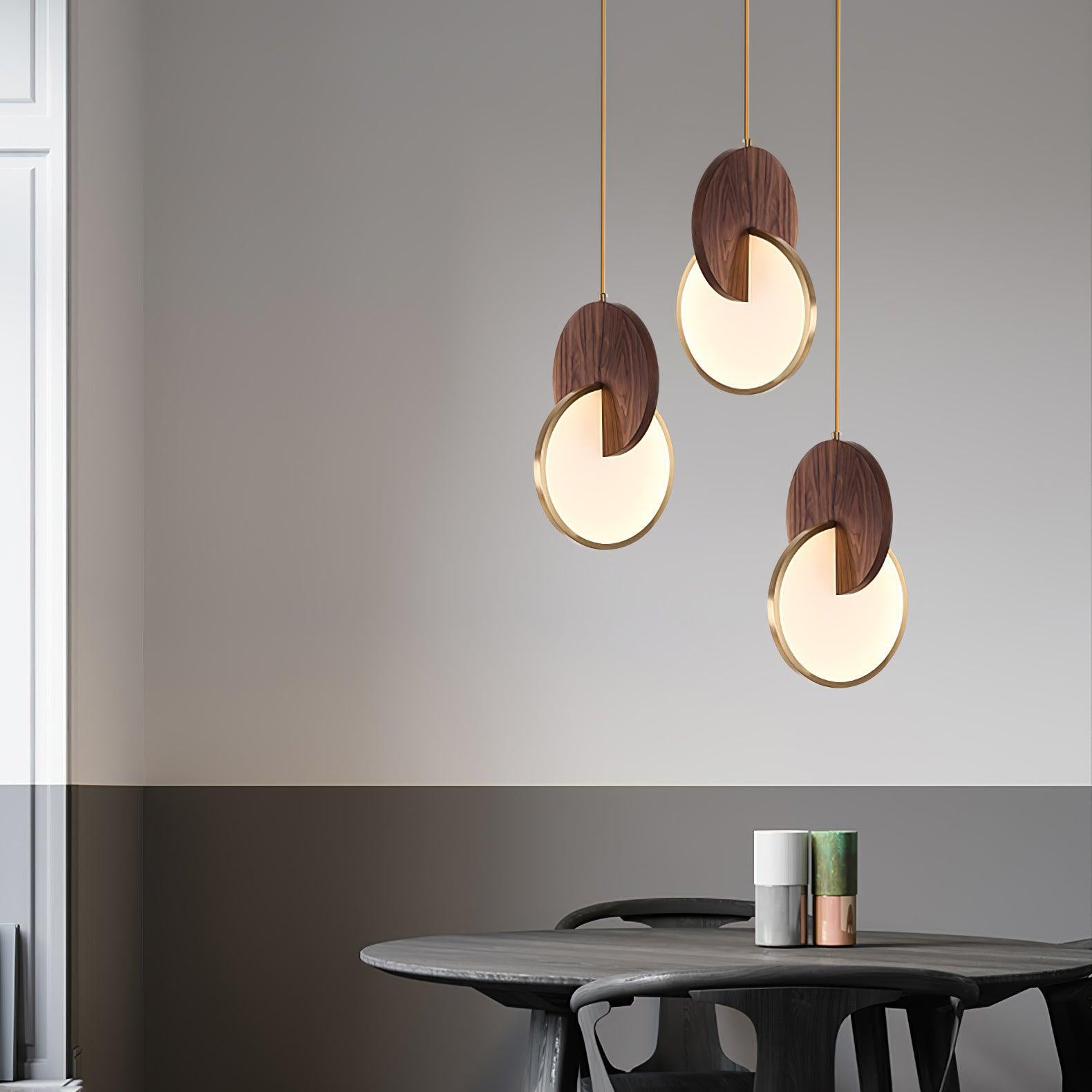 Modern Double Disk Pendant Light - Adjustable Hanging Chandelier for Dining Room, Kitchen Island & Living Room Decor