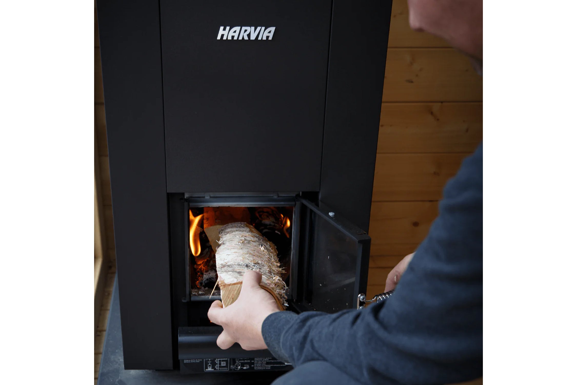 Harvia Linear 16 Wood Burning Stove Heater - Black Outdoor Sauna Stove for Home, Cabin & Backyard - Efficient Heating Solution for Cold Weather
