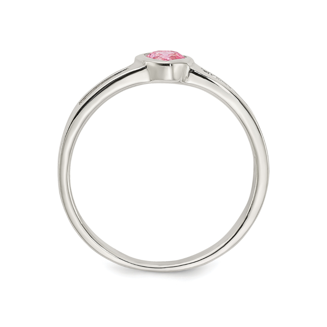 Pink Cubic Zirconia Heart Ring - Elegant Sterling Silver Jewelry for Women | Perfect for Valentine's Day, Anniversary & Romantic Gifts