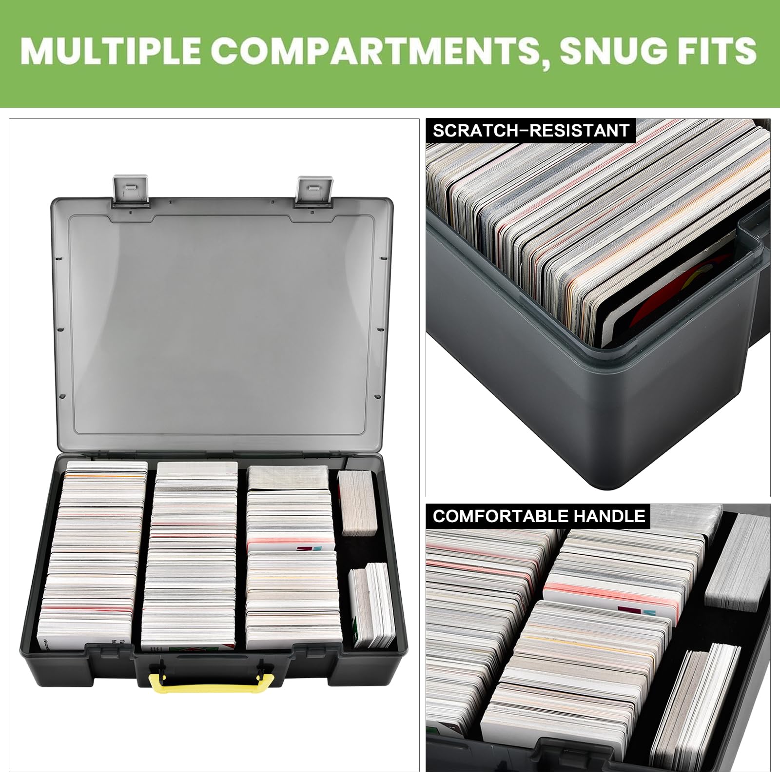 ALKOO 2200+ Large Trading Card Storage Box - Organizer for Magic The Gathering, Cards Against Humanity, MTG, CAH & Sports Cards - Durable Deck Case Holder for Kids & Adults - Perfect for Game Nights, Collecting & Travel